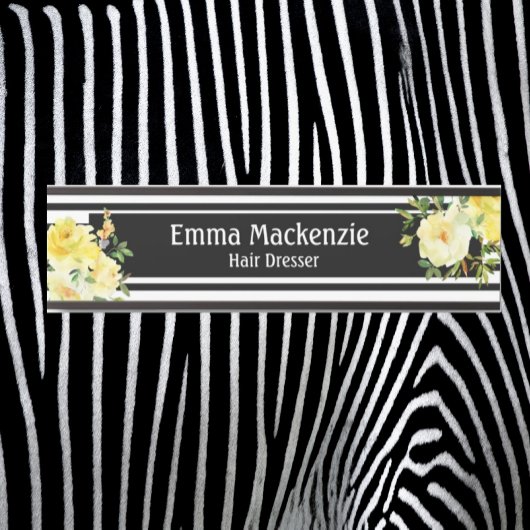 Floral Flowers Black and White Kantoor DeurSign Deurbordje