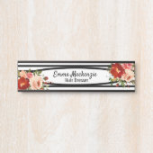 Floral Flowers Black and White Kantoor DeurSign Deurbordje (Voorkant)