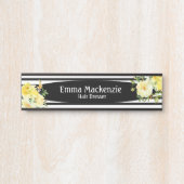 Floral Flowers Black and White Kantoor DeurSign Deurbordje (Voorkant)