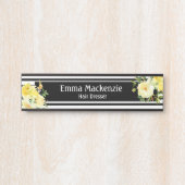 Floral Flowers Black and White Kantoor DeurSign Deurbordje (Voorkant)