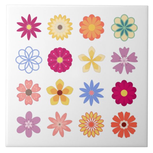 Floral Flowers, bloemen Tegeltje (Voorkant)