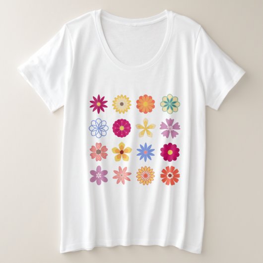 Floral Flowers,  bloemen, tuinbouwbloemen Grote Maat T-shirt (Design voorkant)