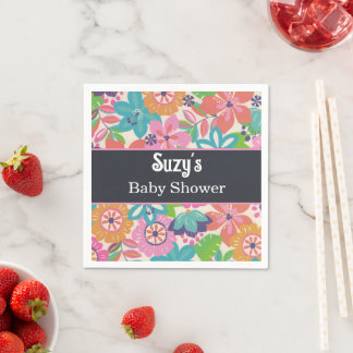 Floral Flowers Botanic girl tropisch baby shower Servet