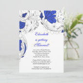 Floral Flowers Bridal Shower Invitation BLUE Kaart (Staand voorkant)