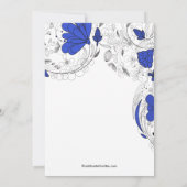 Floral Flowers Bridal Shower Invitation BLUE Kaart (Achterkant)