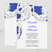 Floral Flowers Bridal Shower Invitation BLUE Kaart (Voorkant / Achterkant)