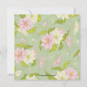 Floral Flowers Bridal Shower Invitation Roze Kaart (Achterkant)