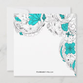 Floral Flowers Bridal Shower Invitation Turquoise Kaart (Achterkant)