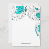 Floral Flowers Bridal Shower Invitation Turquoise Kaart (Achterkant)