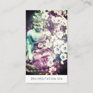 *~* Floral Flowers Buddha QR Meditation Visitekaartje