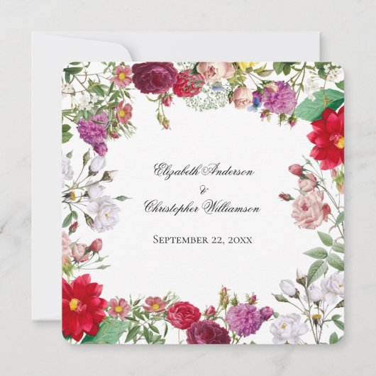 Floral Flowers Formal Wedding Rehearsal Kaart (Achterkant)