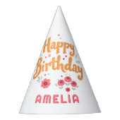 Floral Flowers Happy Birthday Handlettering Feesthoedjes (Voorkant)