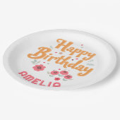 Floral Flowers Happy Birthday Handlettering Papieren Bordje (Gekanteld)