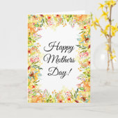 Floral Flowers Happy Mothers Day  Cute Mam Kaart (Gele Bloem)