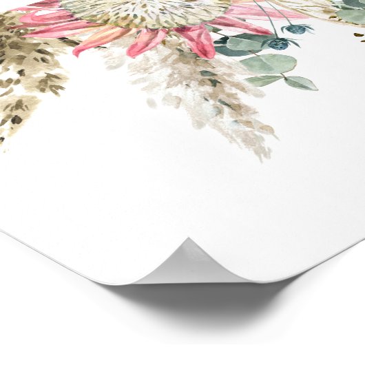 Floral, Flowers Monogram Achternaam Wedding Gift Poster (Hoek)