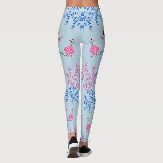 Floral Flowers Natuur Birds Leggings (Achterkant)