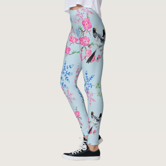 Floral Flowers Natuur Birds Leggings (Links)