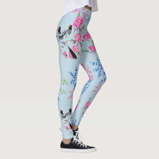 Floral Flowers Natuur Birds Leggings (Rechts)