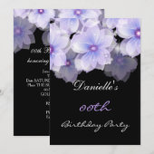 Floral Flowers Paars Lila Black Birthday Party Kaart (Voorkant / Achterkant)