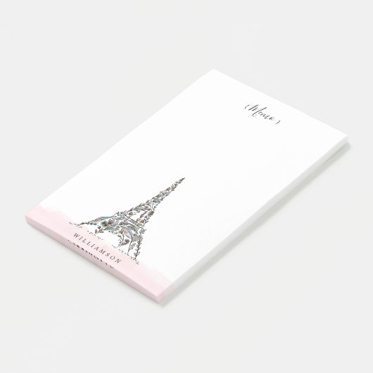Floral Flowers Paris Eiffel Tower Personalized Post-it® Notes (Schuin)