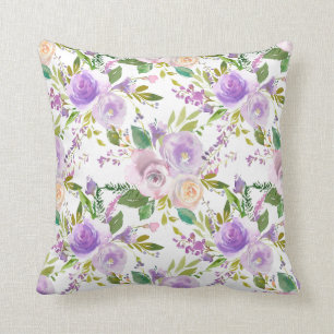 *~* Floral Flowers Pattern Print Lavender Kussen