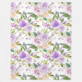*~* Floral Flowers Pattern Print Lavender White Fleece Deken (Voorkant)