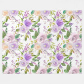 *~* Floral Flowers Pattern Print Lavender White Fleece Deken (Voorkant (Horizontaal))