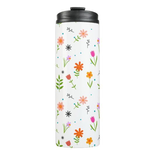 Floral Flowers Pattern Thermal Tumbler Thermosbeker (Voorkant)