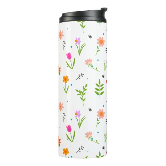 Floral  Flowers Pattern Thermal Tumbler Thermosbeker (Gedraaid links)