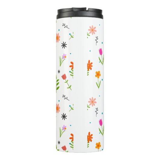 Floral  Flowers Pattern Thermal Tumbler Thermosbeker (Achterkant)
