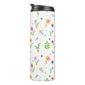 Floral  Flowers Pattern Thermal Tumbler Thermosbeker (Geroteerd rechts)