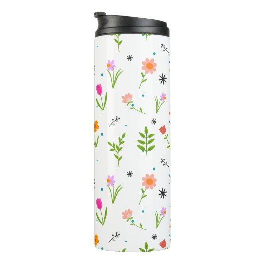 Floral  Flowers Pattern Thermal Tumbler Thermosbeker (Geroteerd rechts)