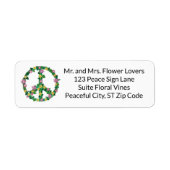 Floral Flowers Peace Sign-Adresetiketten Etiket (Voorkant)