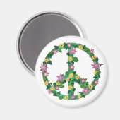 Floral Flowers Peace Sign Magnets Magneet (Voorkant / Achterkant)
