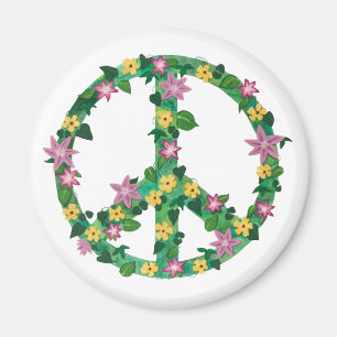 Floral Flowers Peace Sign Magnets Magneet