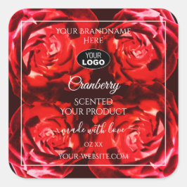 Floral Flowers Product Labels Red Roses met Logo