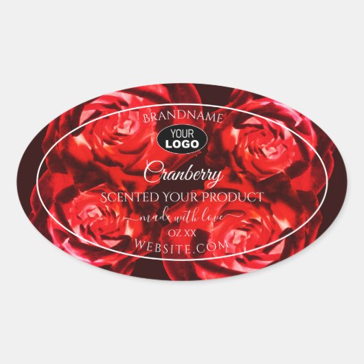 Floral Flowers Product Labels Red Roses met Logo (Voorkant)