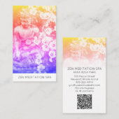 *~* Floral Flowers QR code Ombre Buddha Meditation Visitekaartje (Voorkant / Achterkant)
