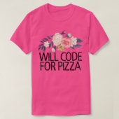 Floral Flowers Waterverf Funny codeert Pizz T-shirt (Design voorkant)
