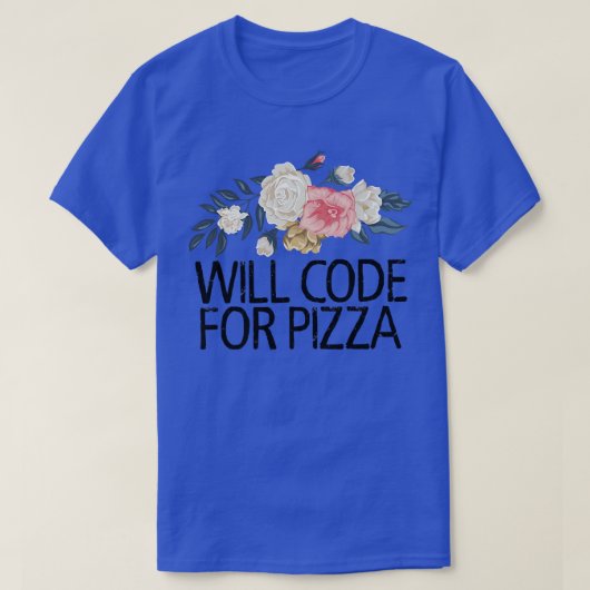 Floral Flowers Waterverf Funny codeert Pizz T-shirt (Design voorkant)