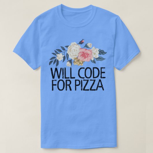 Floral Flowers Waterverf Funny codeert Pizz T-shirt (Design voorkant)