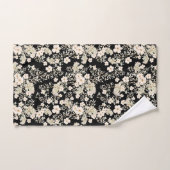 Floral Flowers Wildbloemen verlaten zwarte achterg Bad Handdoek (Handdoek)