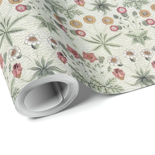  Floral Flowers William Morris Daisy Wrappi Cadeaupapier (Rol Hoek)