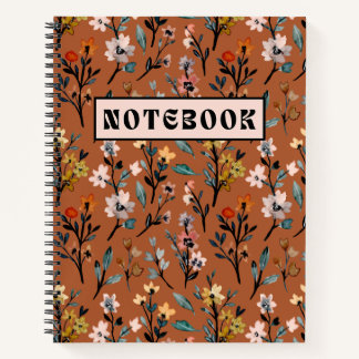 Floral Flowery Earth Tone Spiral Notitieboek