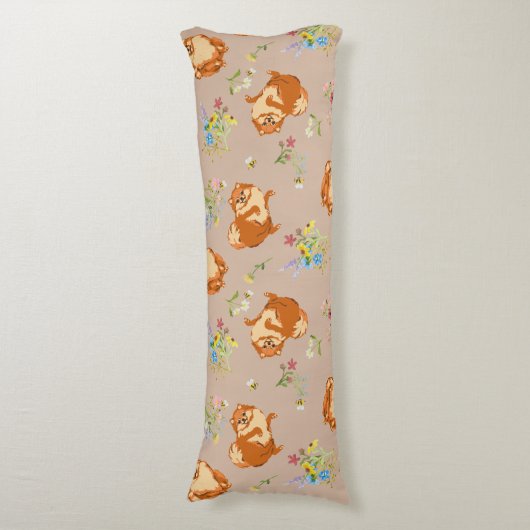 Floral Fluffy Dog Body Pillow Lichaamskussen (Voorkant Verticaal)