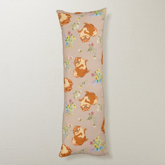 Floral Fluffy Dog Body Pillow Lichaamskussen (Achterkant (Verticaal))
