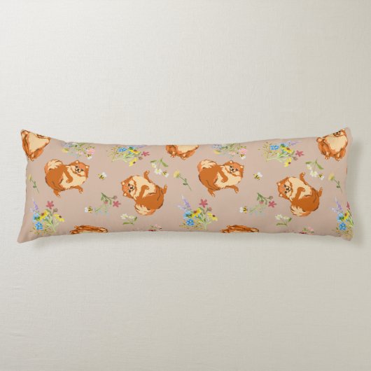Floral Fluffy Dog Body Pillow Lichaamskussen (Voorkant)