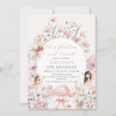 Floral Flutter and Twirl Fairy Birthday Invitation Kaart (Voorkant)
