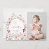 Floral Flutter and Twirl Fairy Birthday Photo Kaart (Voorkant)