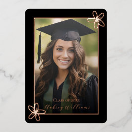 Floral Foil Photo Graduation Announcement Folie Uitnodiging